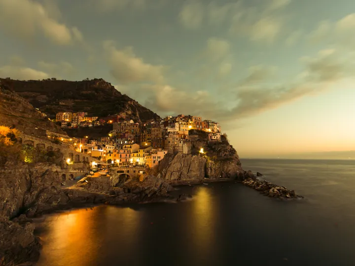 Cinque Terre National Park in Italy at night time