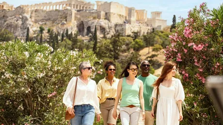 Guests Sightseeing Athens on a sunny day, Greece