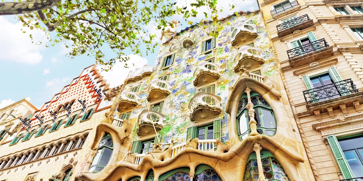 The exterior of Gaudi's Creation House, Casa Batlo, in Barcelona, Spain