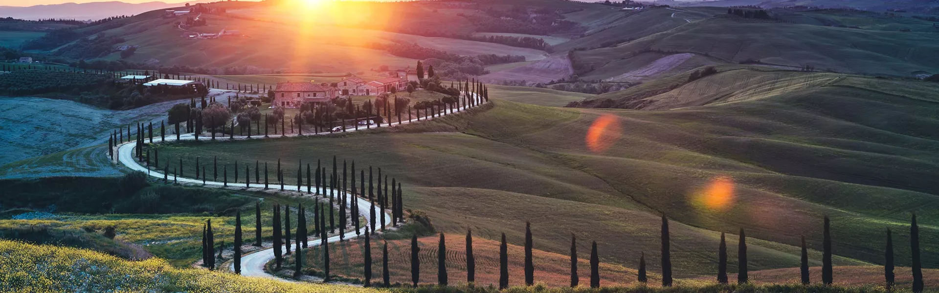 Landscape of Tuscany at sunset, Italy