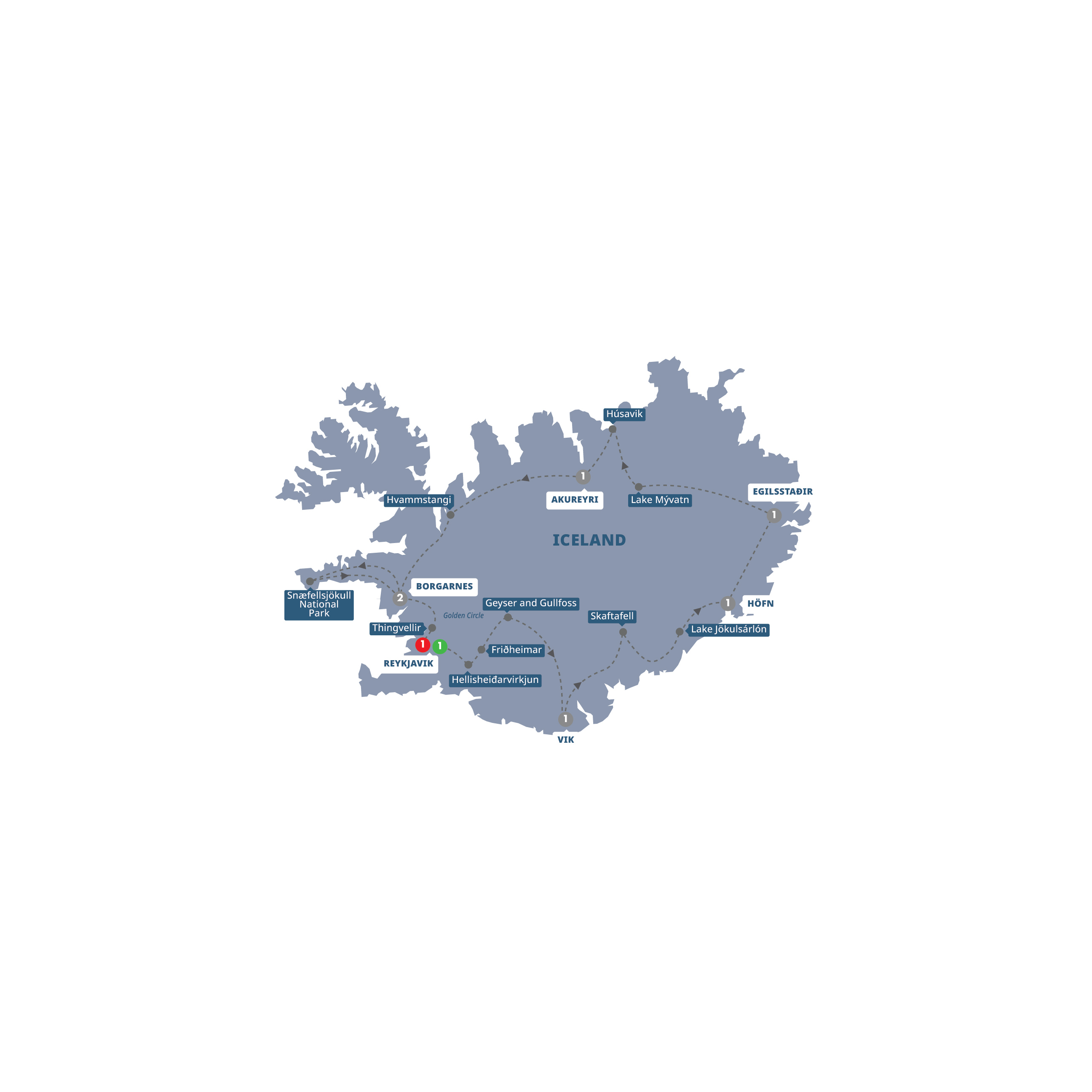 Map Natural Wonders Iceland Guided Tour E964 27