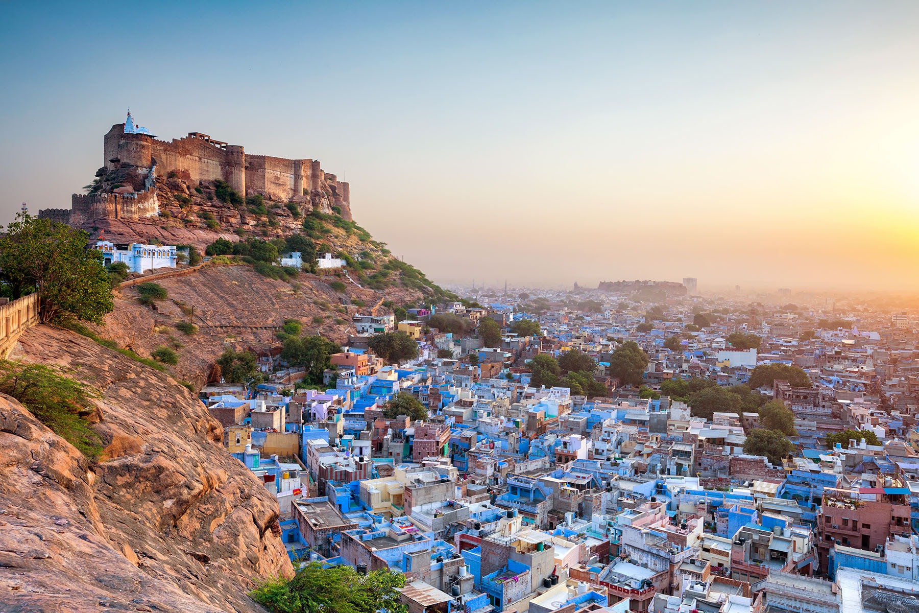 The Blue City and Mehrangarh Fort in Jodhpur, Rajasthan, India