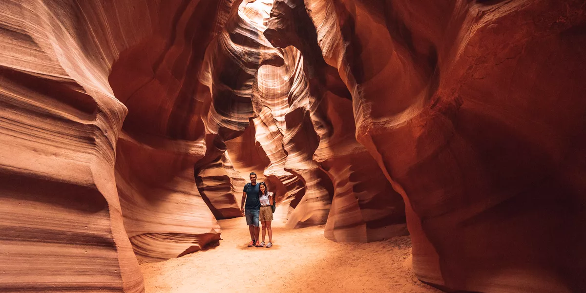 Couple Portrait Inside Antelope Canyon 1162401856