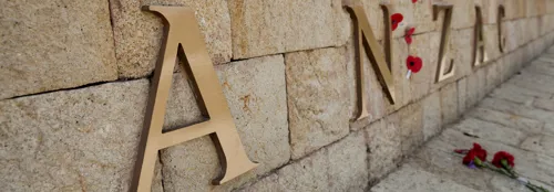 Anzac Memorial Sign On Wall