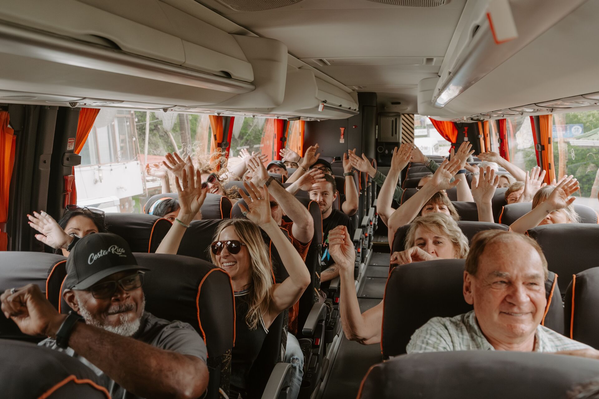 Croup of Trafalgar guests on a coach in Monteverde, Costa Rica