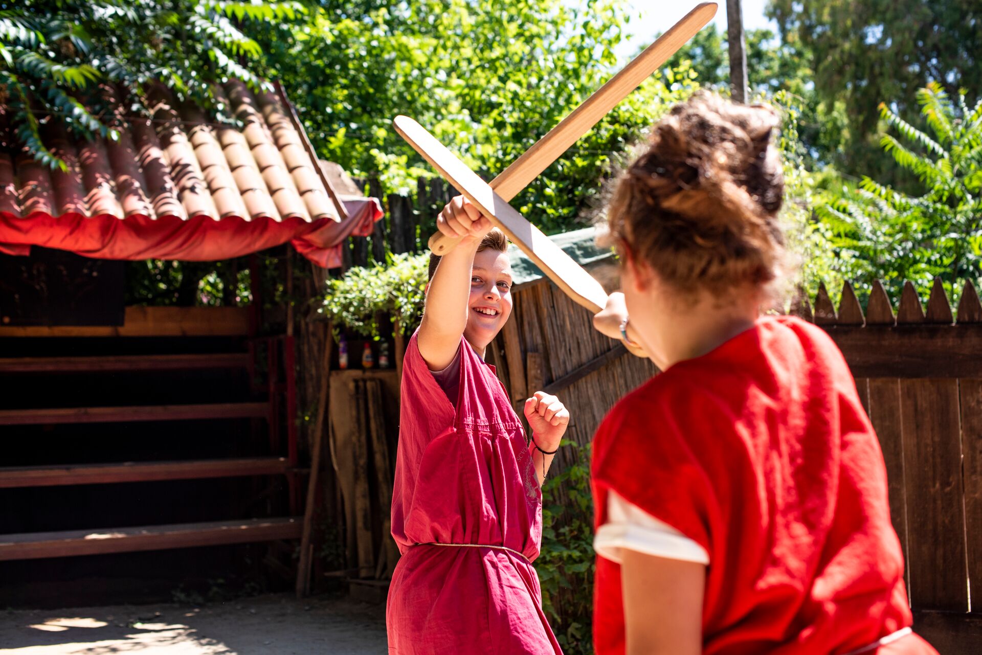 Kids playing in a Gladiator School in Rome, Italy