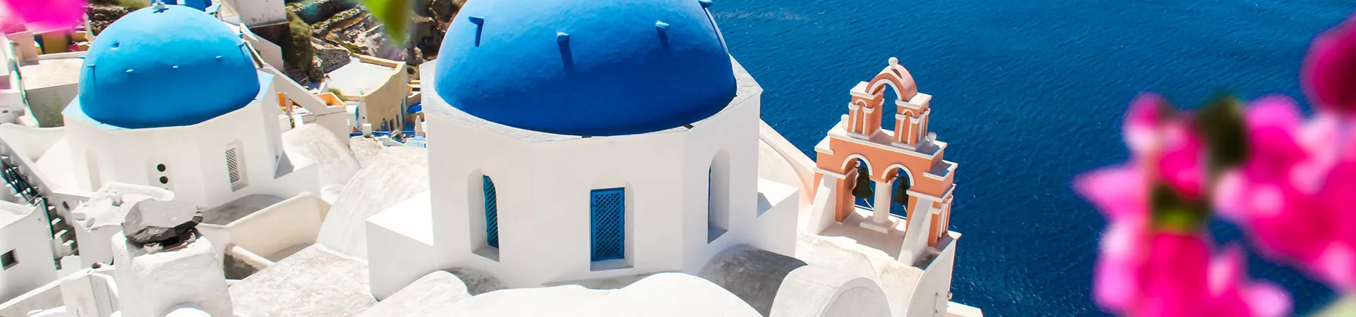 View on Santorini churches