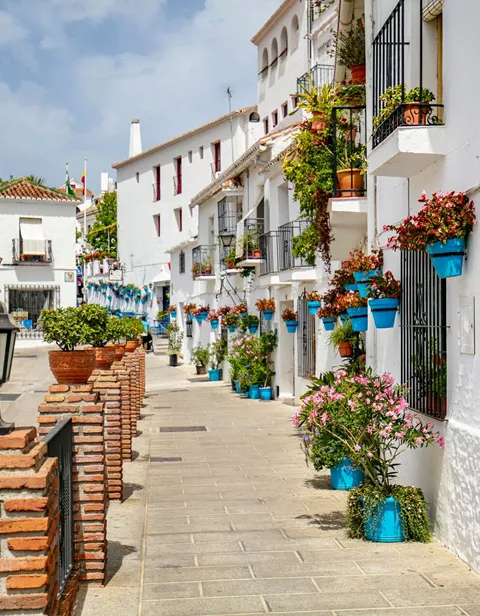 Traditional houses on the beautiful streets of Mijas, Costa Del Sol, Spain