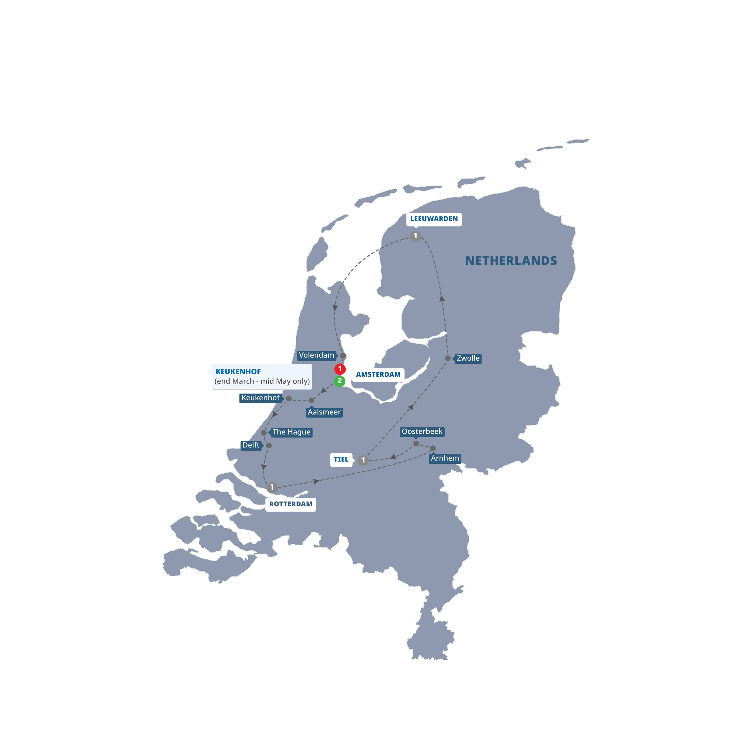 Best Holland Guided Tour Map 2026