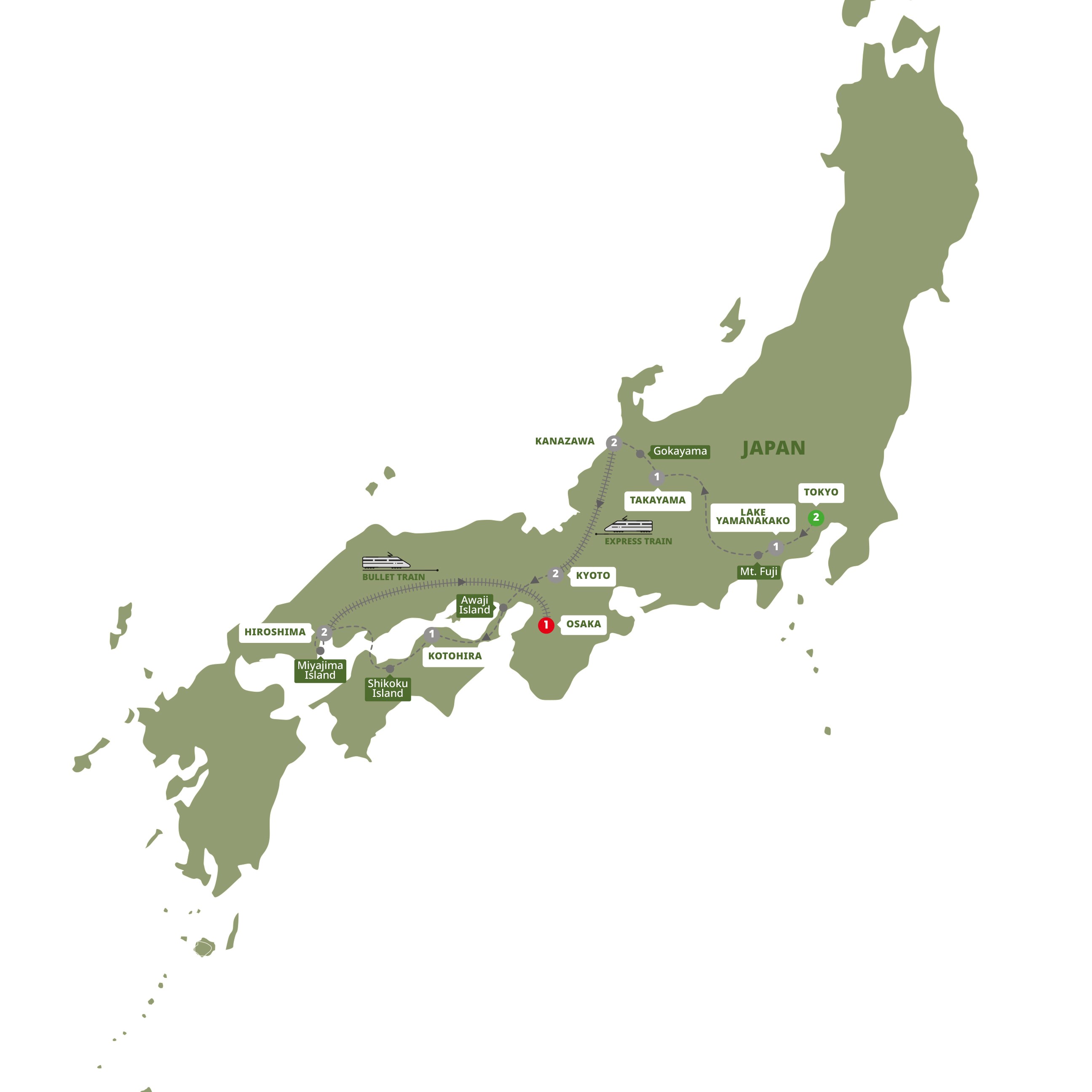 Splendours Japan Hiroshima Guided Tour Map