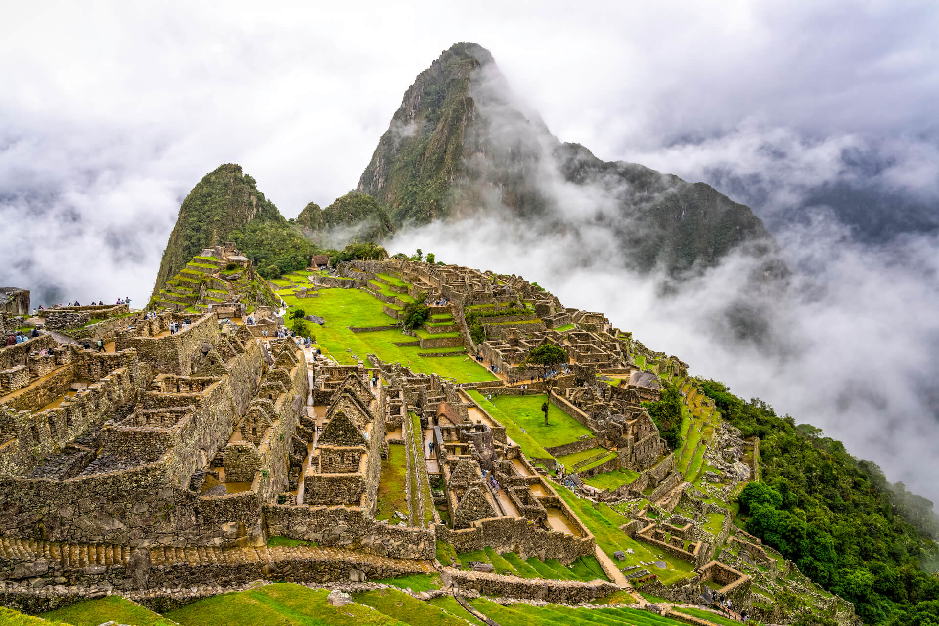 Machu Picchu And Huayna Picchu In The Fog in Peru