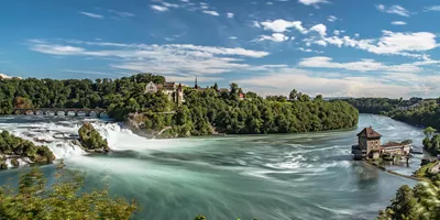 A scenic view of Rhine Falls in Switzerland