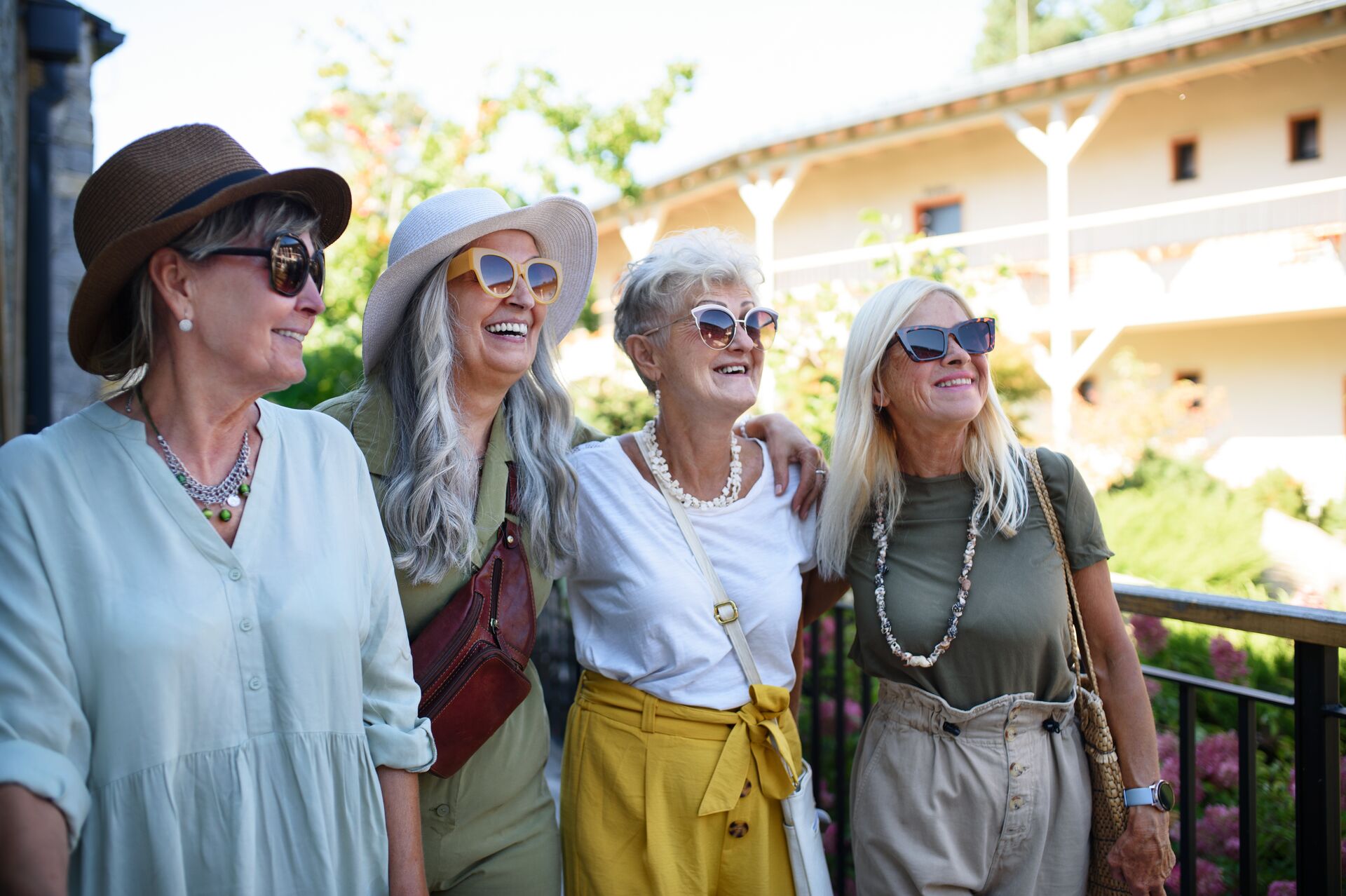  Senior Women Tourists posing for a photo