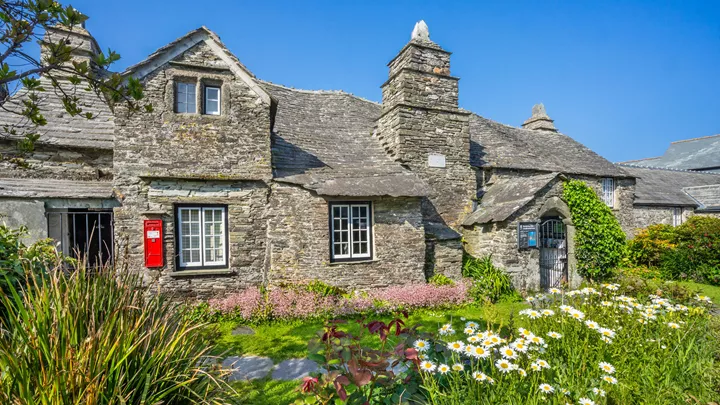 Old post office in Tintagel town, Cornwall, England