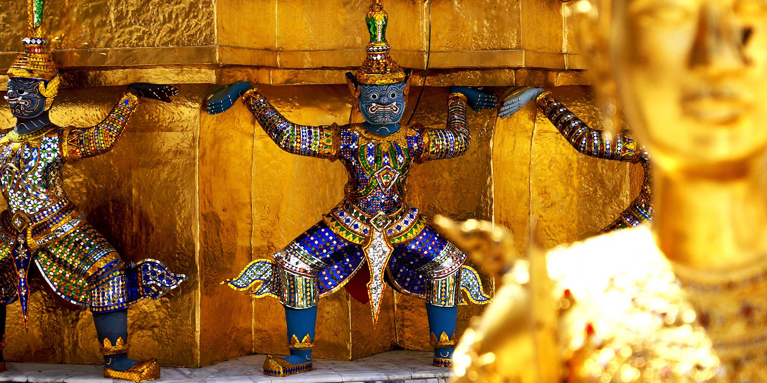 Blue and gold Buddhist deities