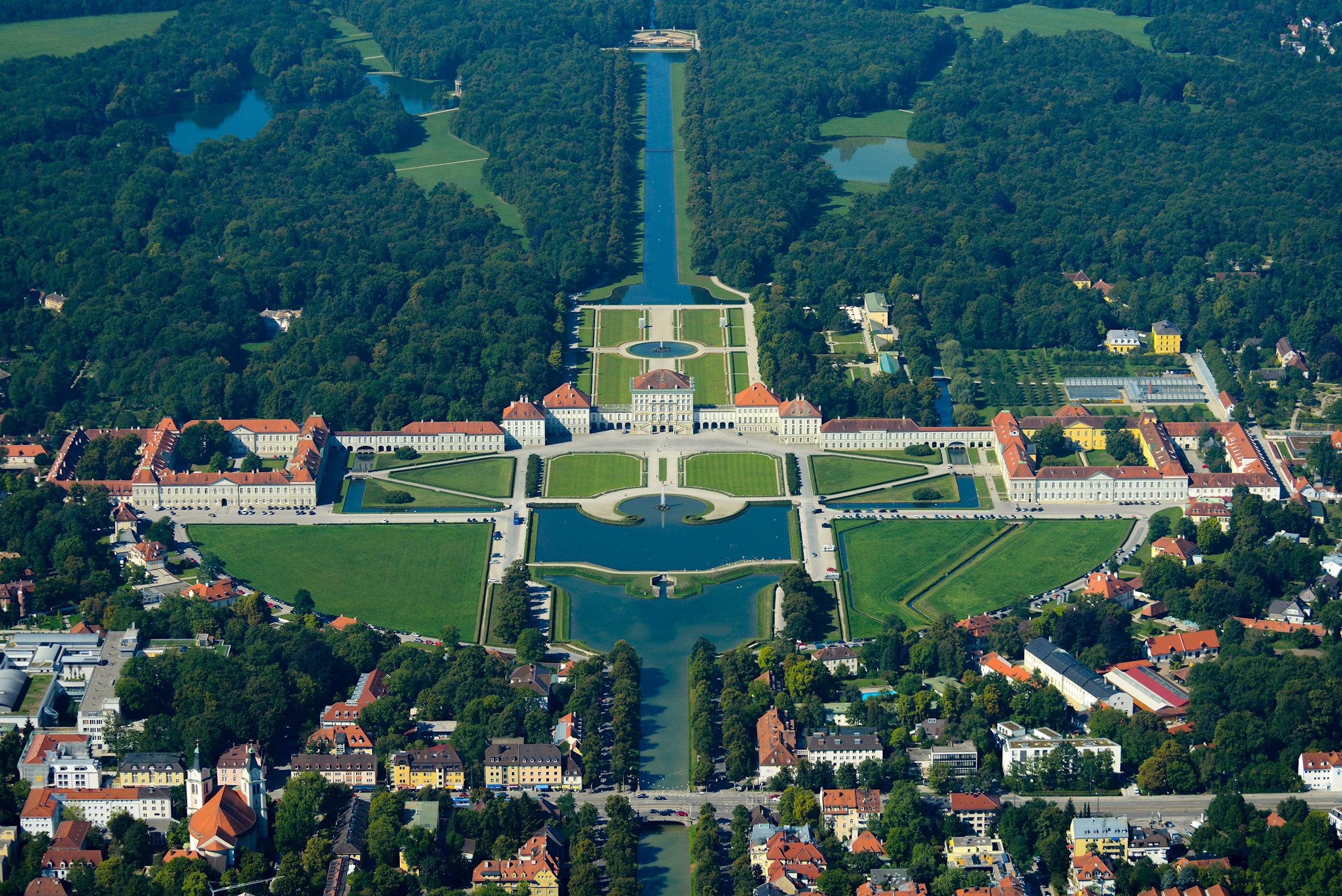 A birds eye view of Nymphenburg Palace in Munich, Germany