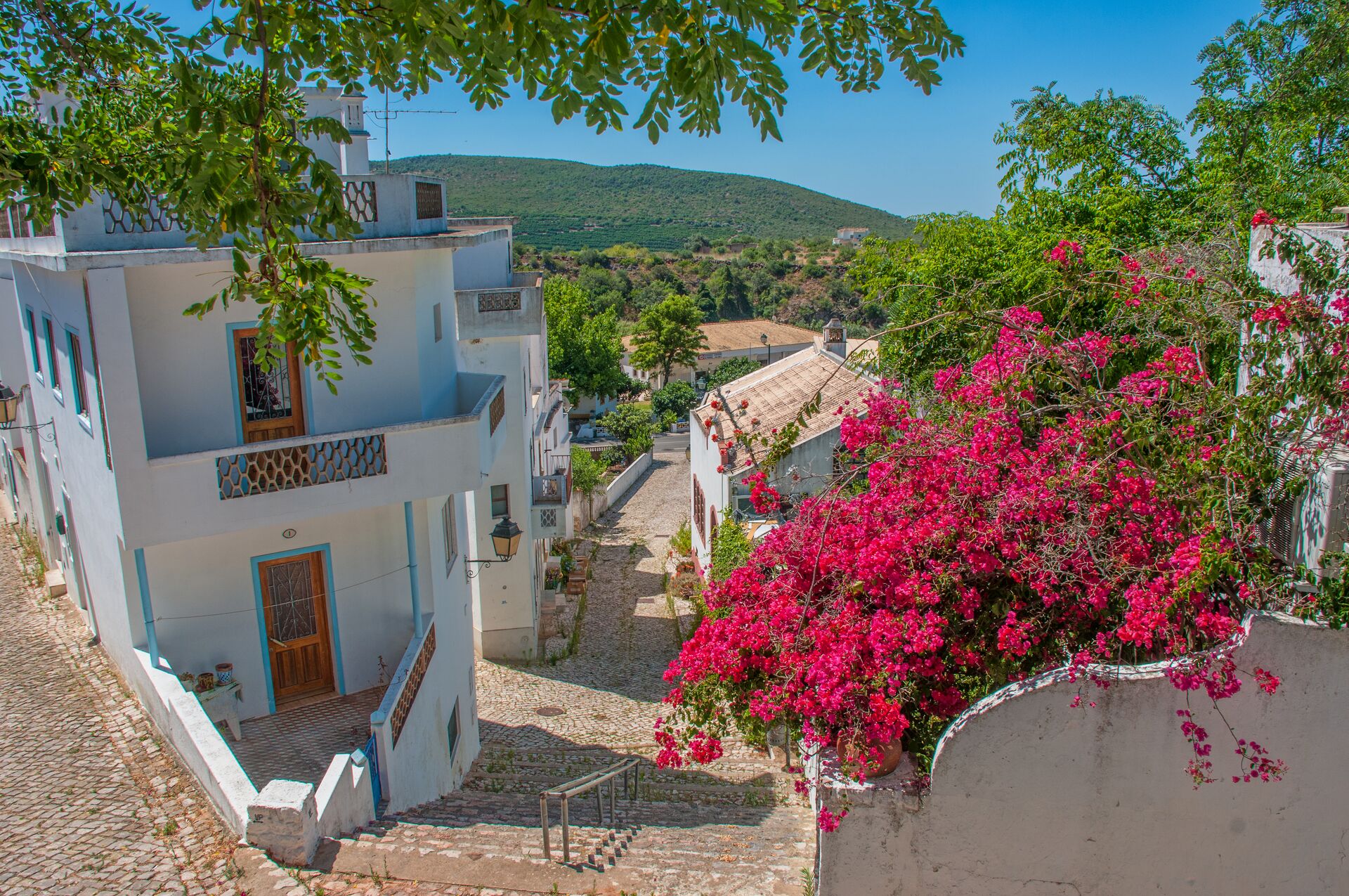 Beautiful street in Portugal pictured from above