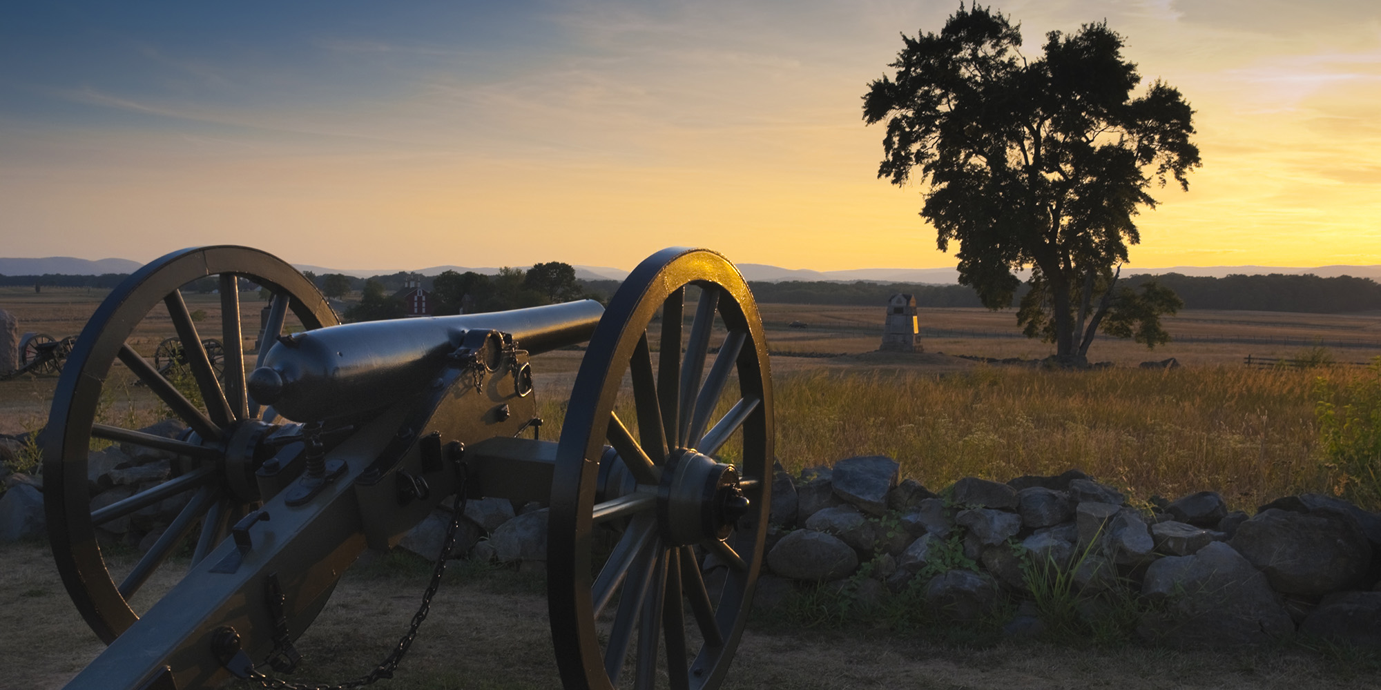 Historic cannon in the evening