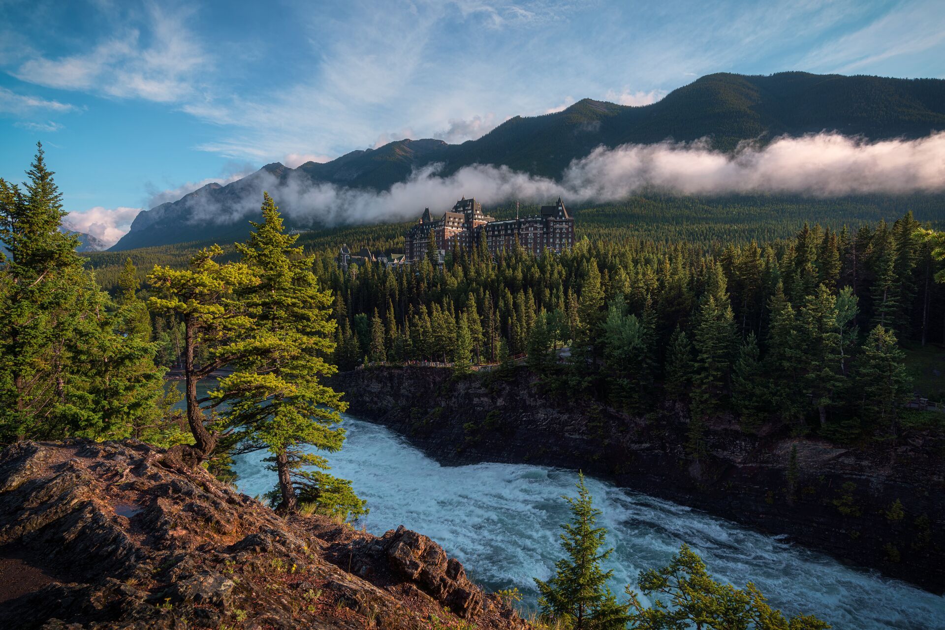 The Surprise Corner Of Banff With Fairmont Spring Hotel Banff in National Park Alberta, Canada