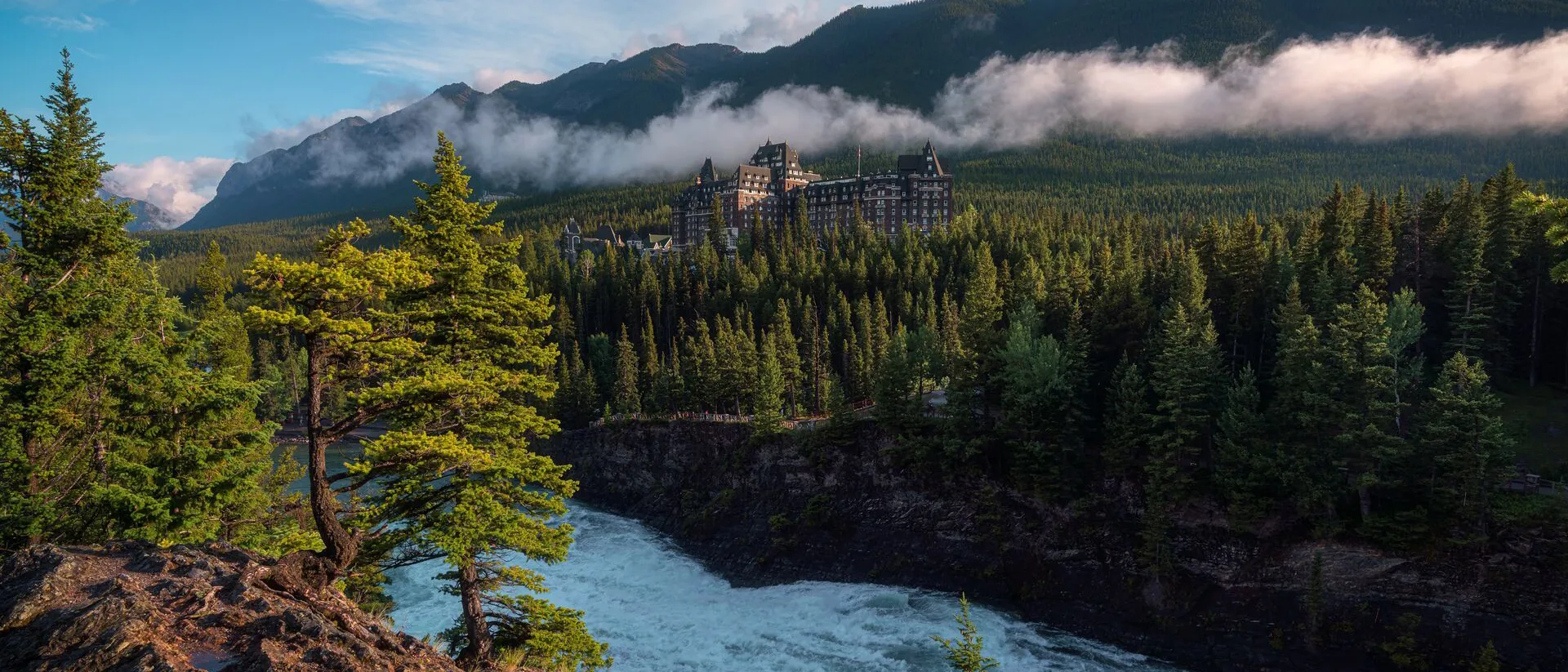 The Surprise Corner Of Banff With Fairmont Spring Hotel Banff in National Park Alberta, Canada