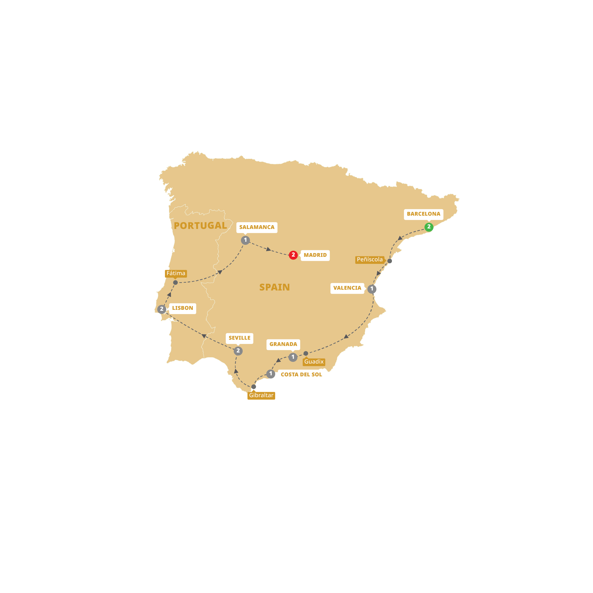 Iberian Explorer Guided Tour Map SPAN