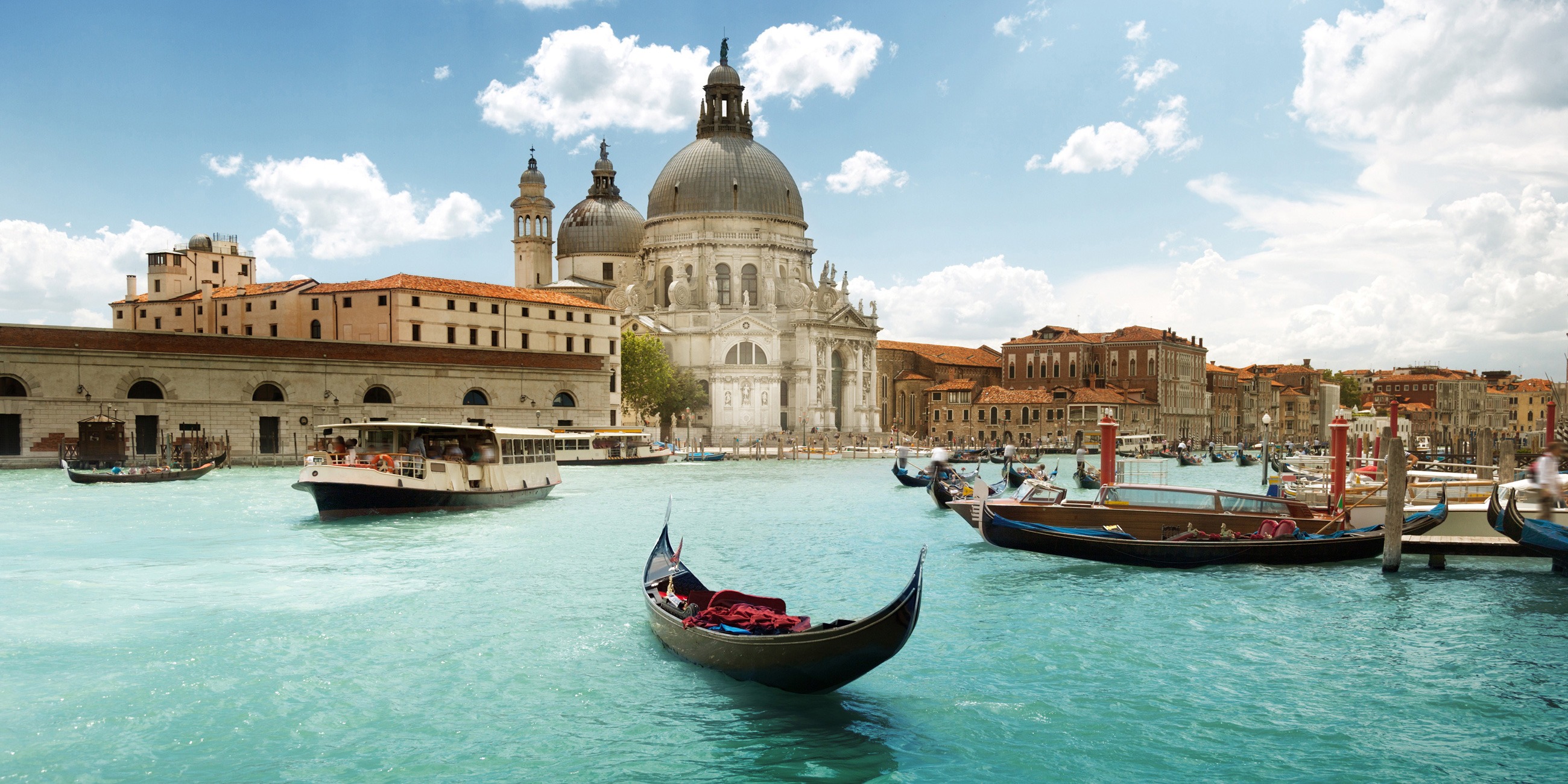 Boats on a canal in Venice