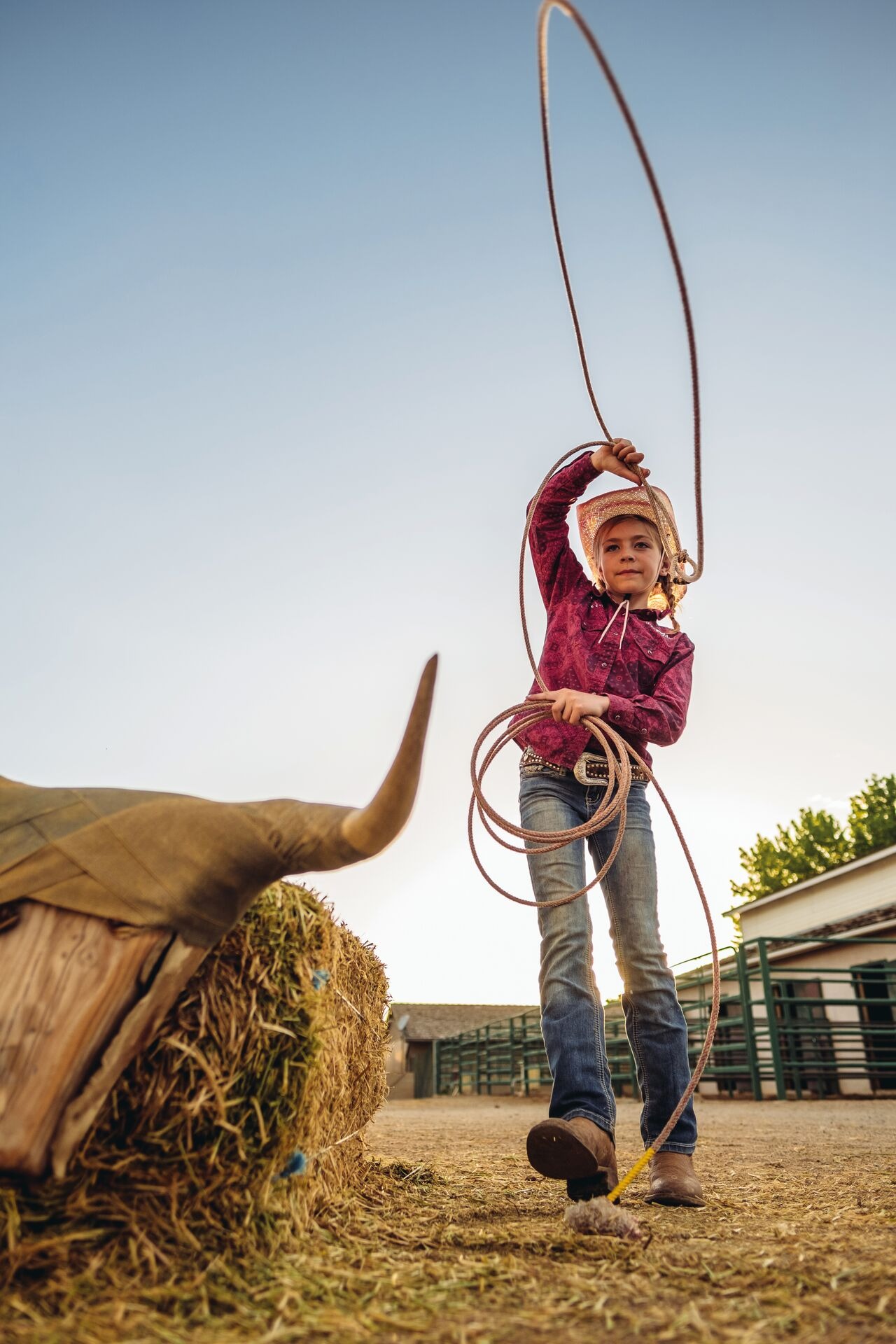 Girl With Lasso On A Wild West Cowboys Trip