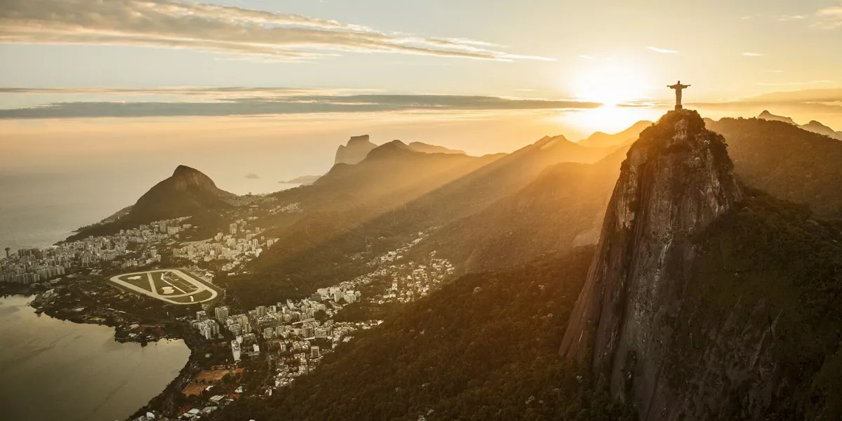 Corcovado And Rio De Janeiro At Sunset 
