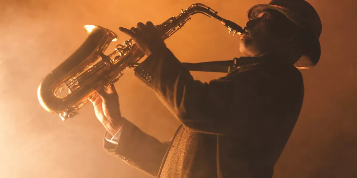 Musician Playing Saxophone On Stage, USA