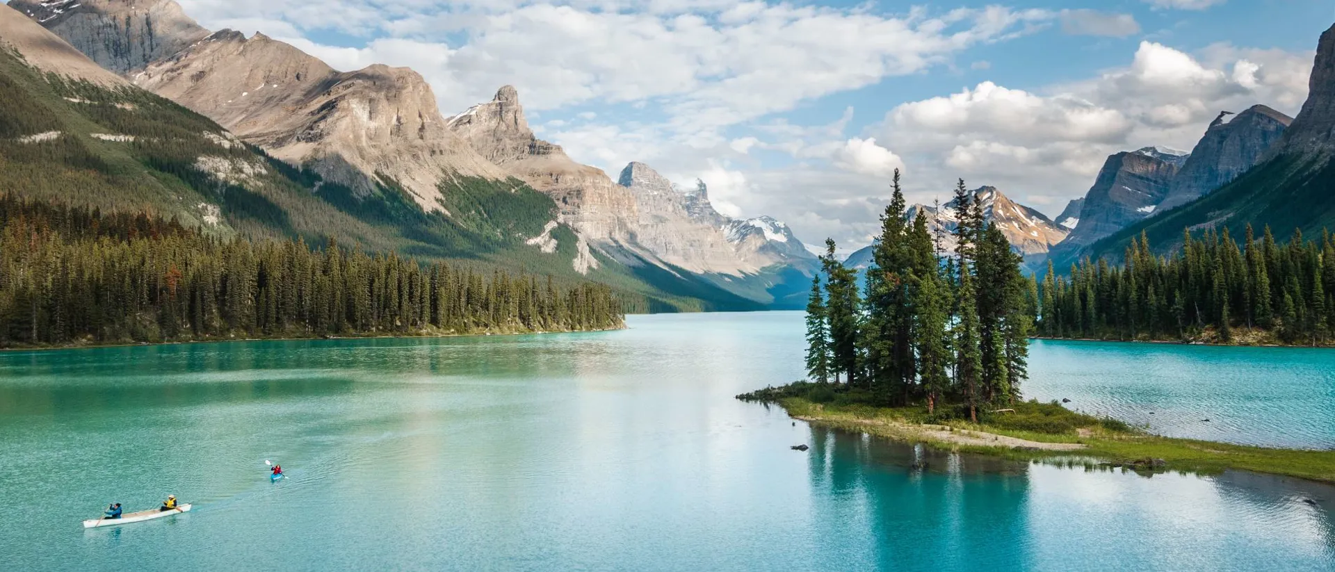 Kayaks on lake in Jasper National Park, Canada