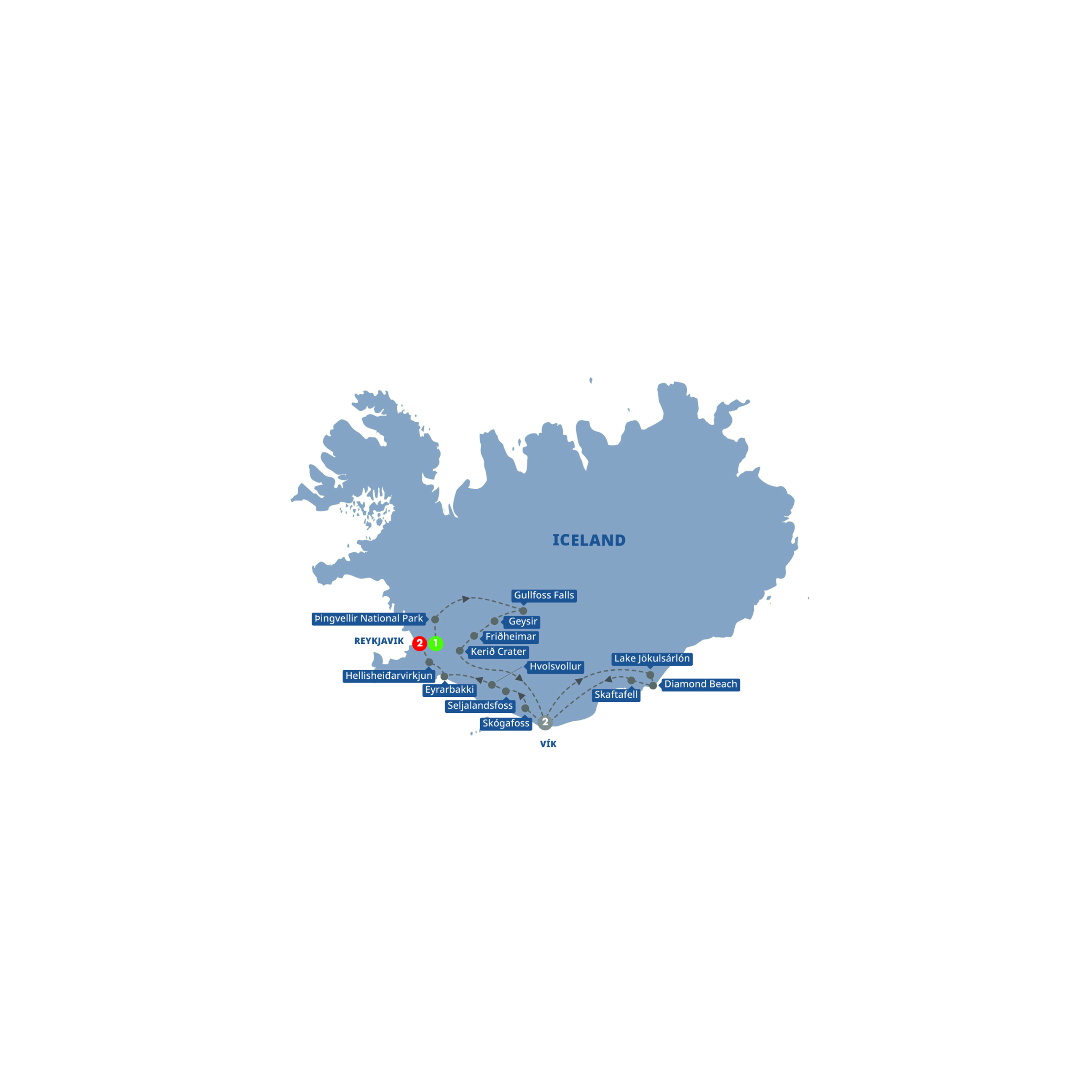 Iceland Beneath Northern Lights Guided Tour Map 2027