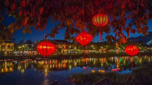 Large Lanterns And Colorful Lights On River In Hoi An, Vietnam 666691566