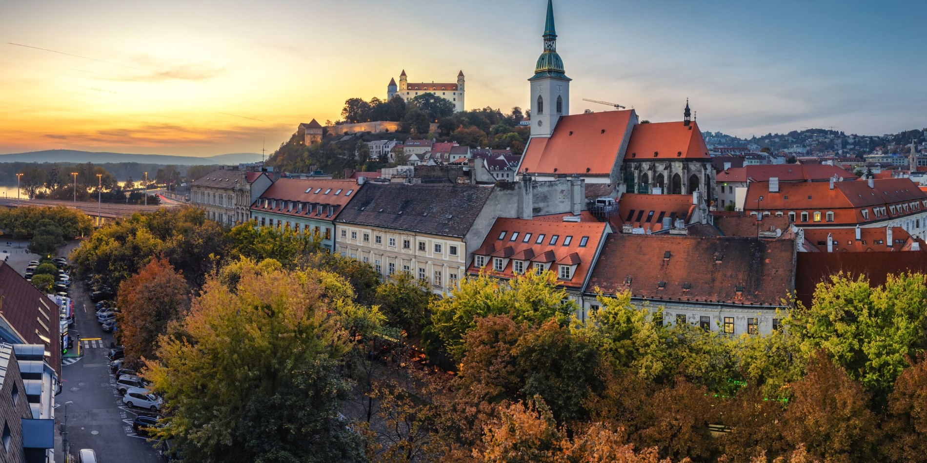  Evening Dawn Over Bratislava Castle And Old Town District, Slovakia