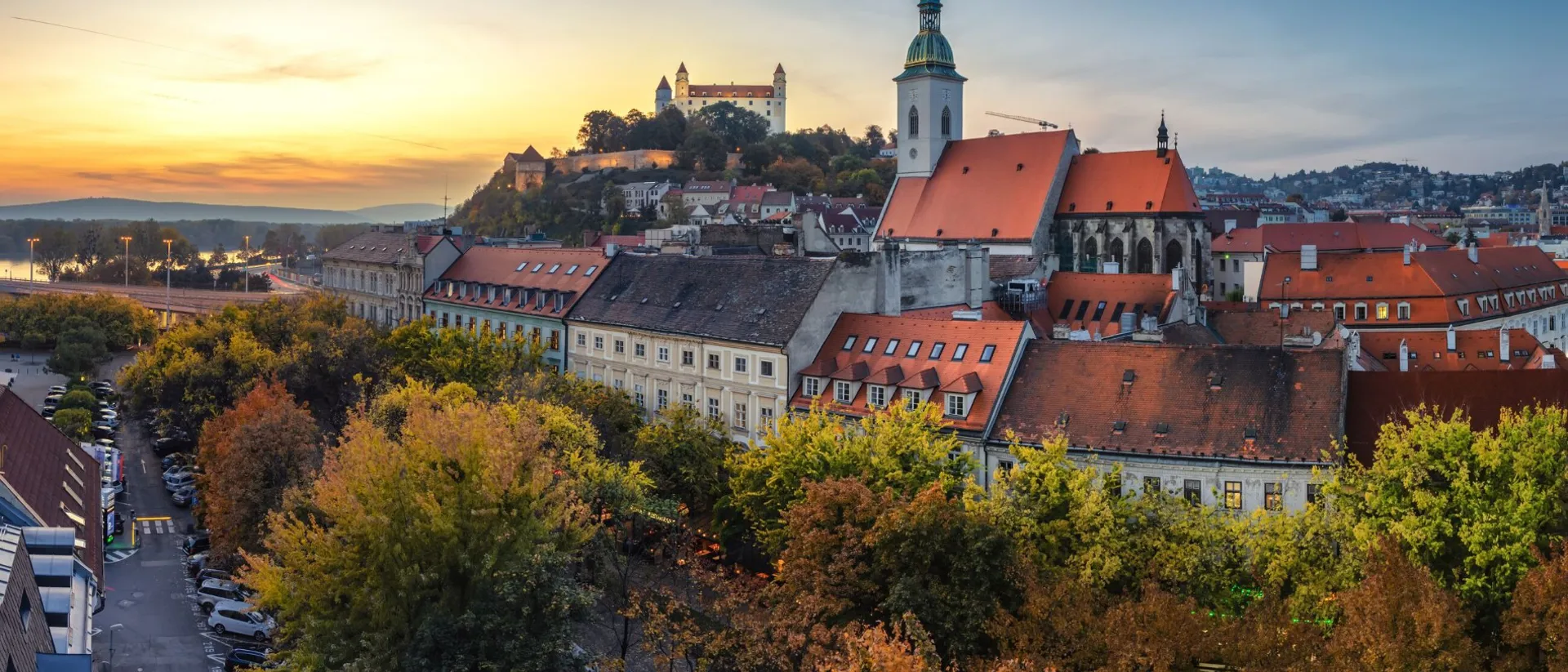 Evening Dawn Over Bratislava Castle And Old Town District, Slovakia