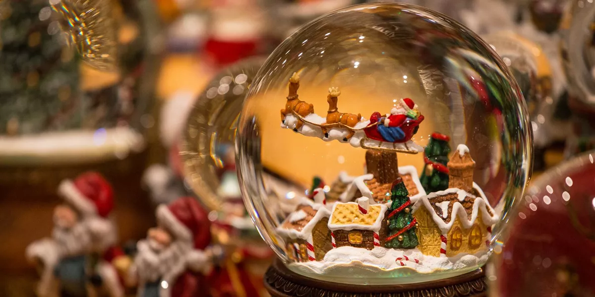 Christmas snow globe on sale in a Christmas Market