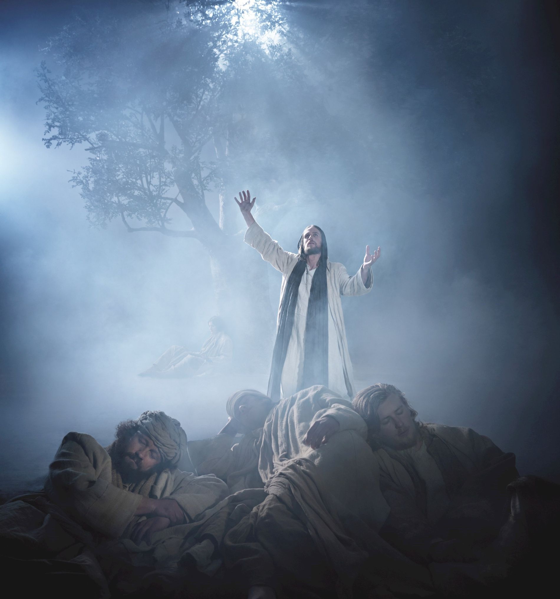 Actors playing scene of Oberammergau Passion Play