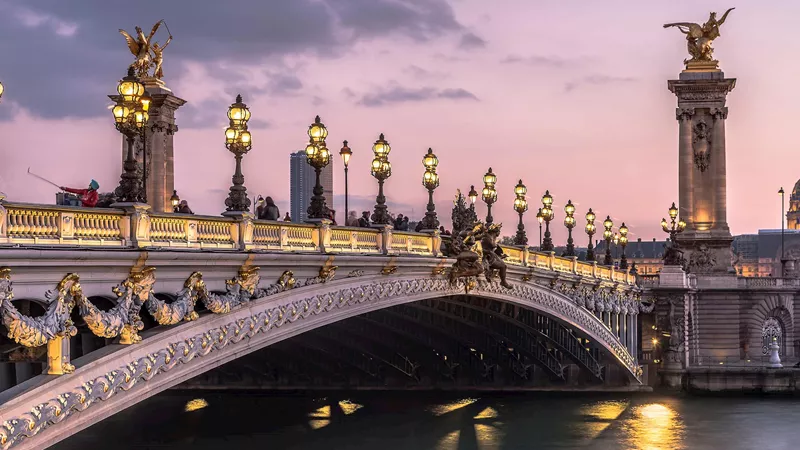 Pont Alexandre III bridge in Paris, France 