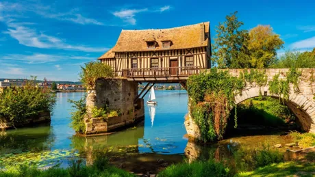 A picturesque old mill in Vernon, Normandy, France