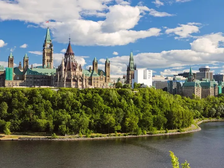 Scenic Water View Of Parliament Hill Ottawa Ontario Canada