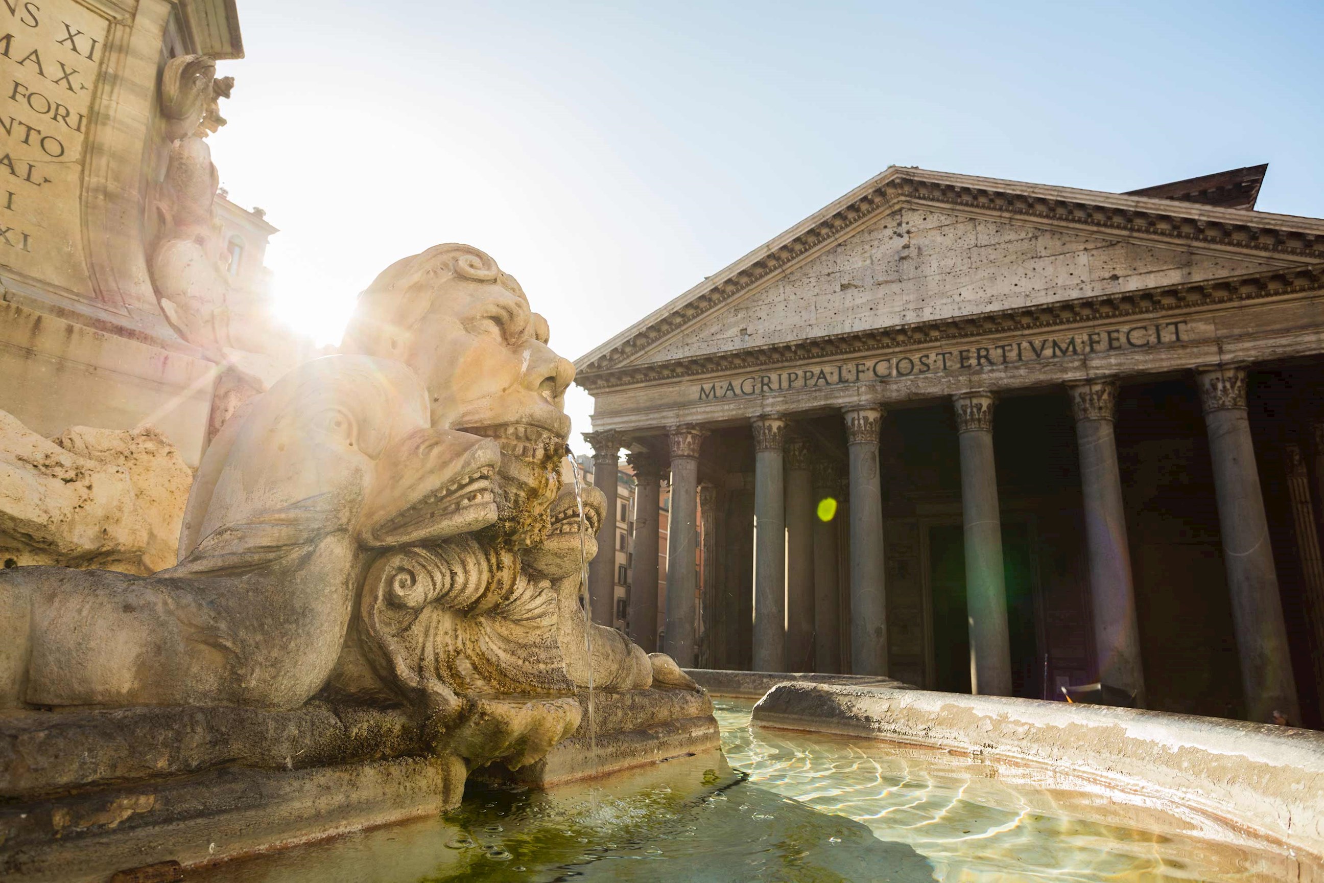 The Pantheon & the Fontanta del Pantheon in the Piazza della Rotonda in Rome, Italy