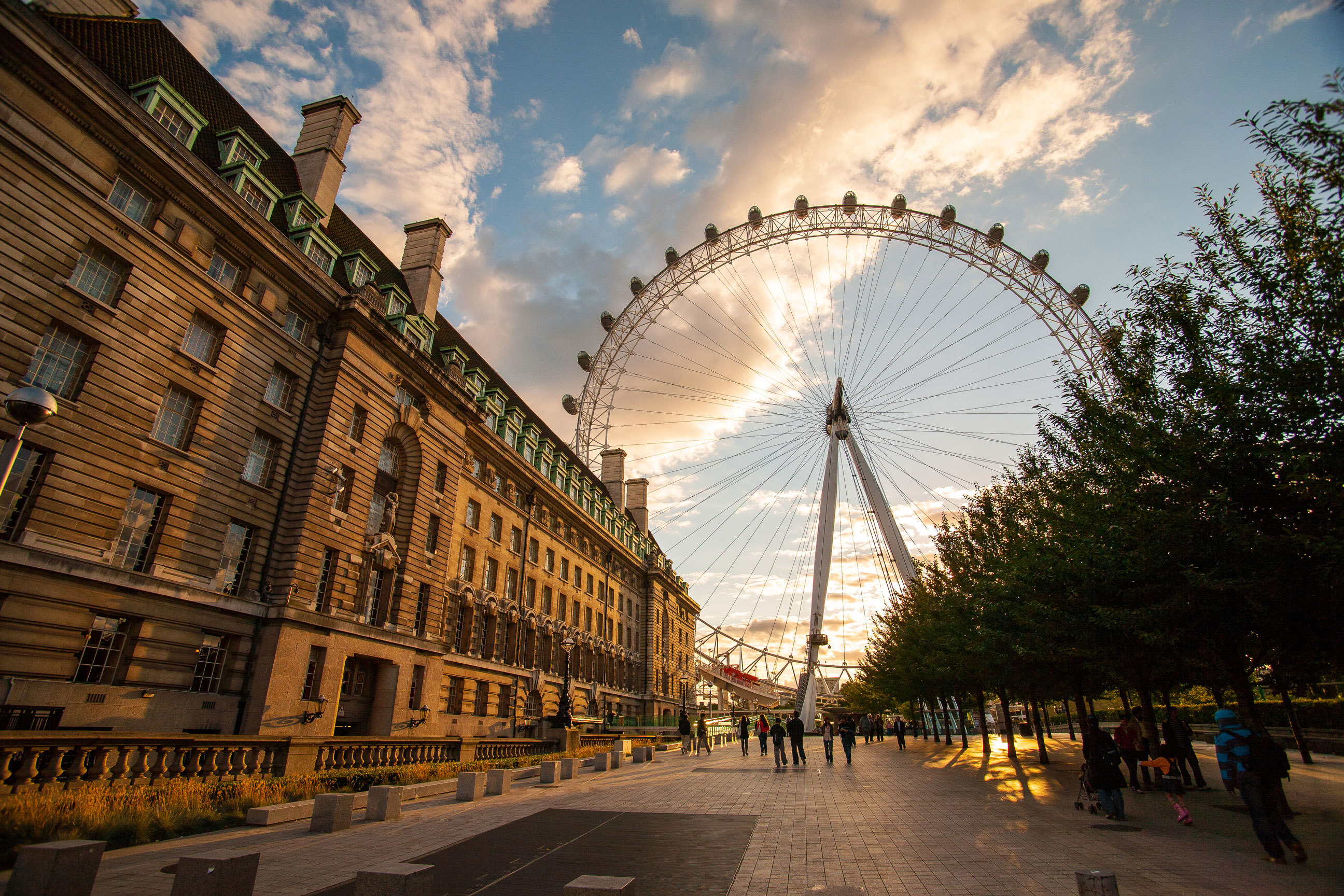 London Eye at dusk in London, England