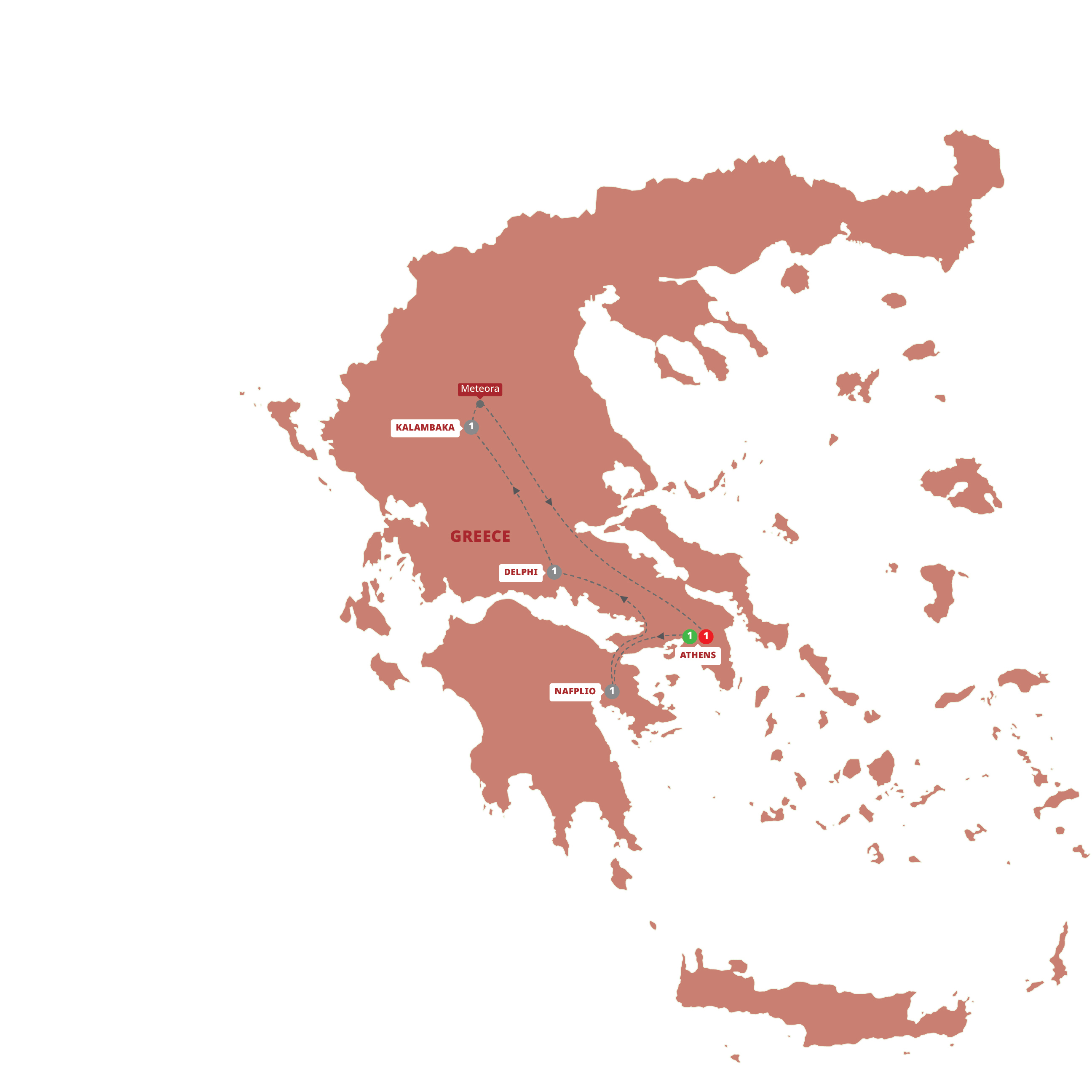Greek Spotlight-Small Group Guided Tour Map 2027 YHIG