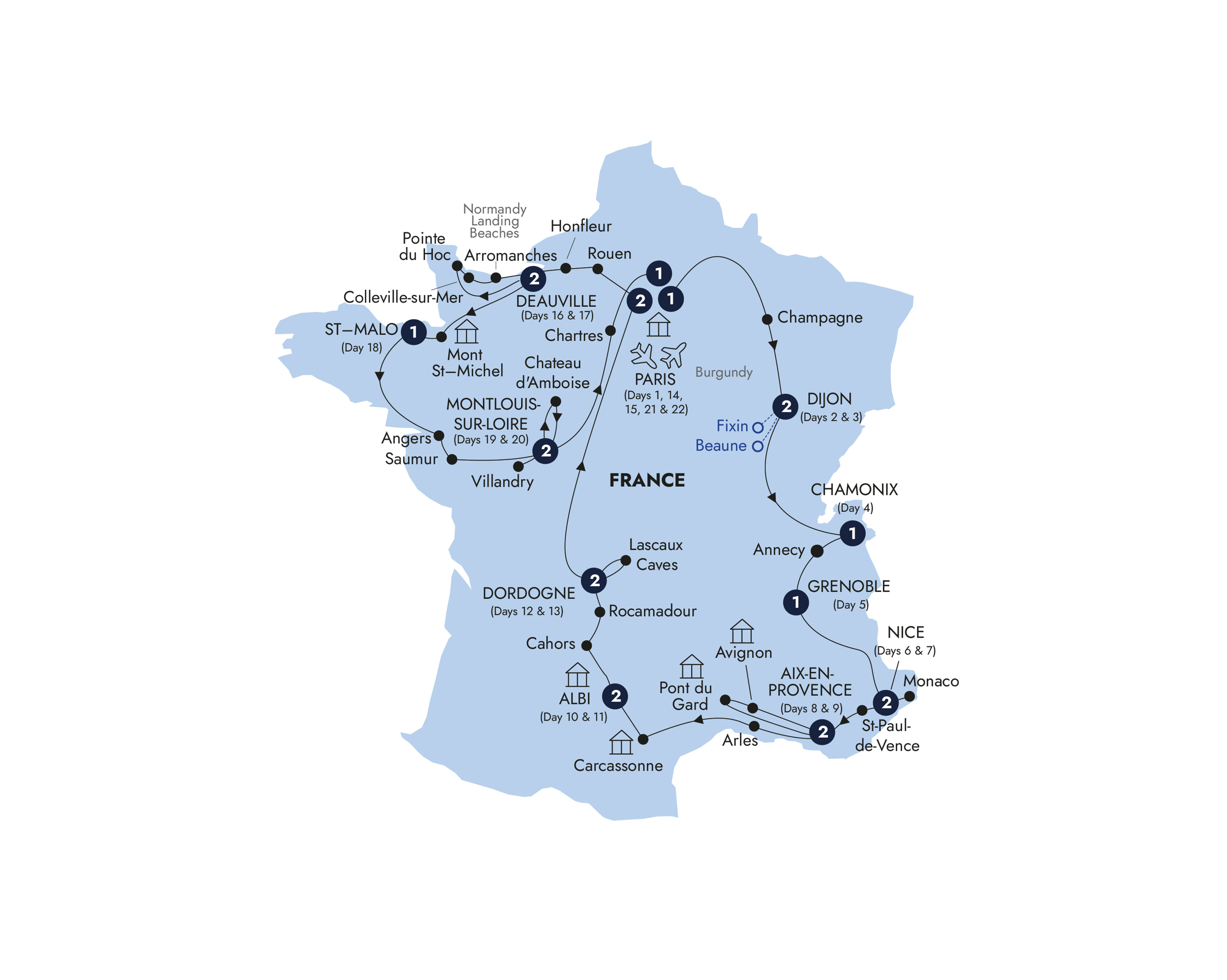 Map French Heritage Guided Tour E326 2026