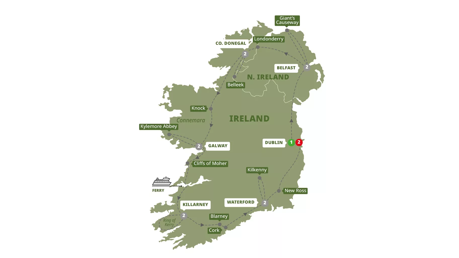 Amazing Ireland Guided Tour Map