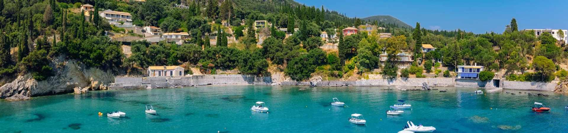 Boats in the harbour of a Greek Island