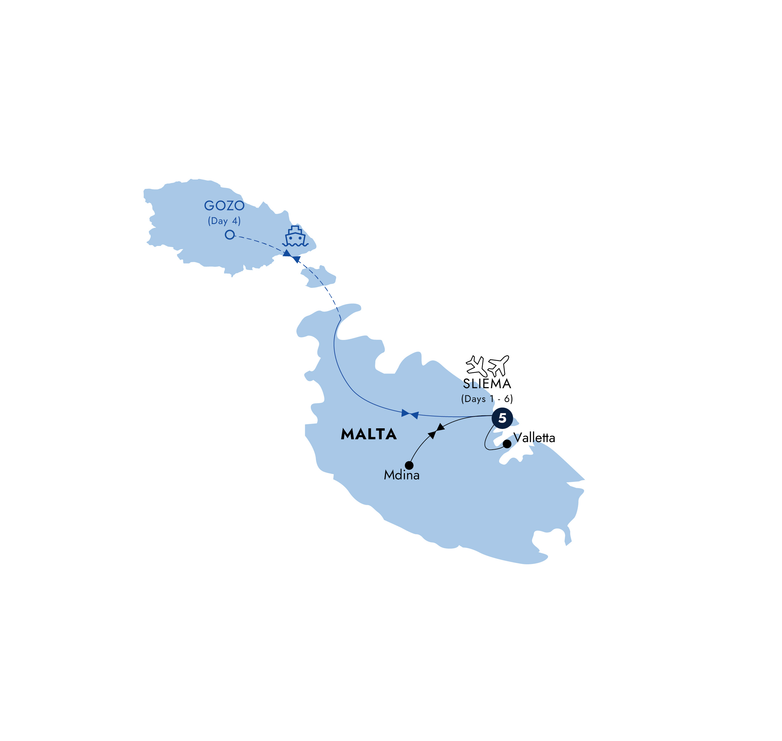 Map Easy Pace Malta Guided Tour 2025