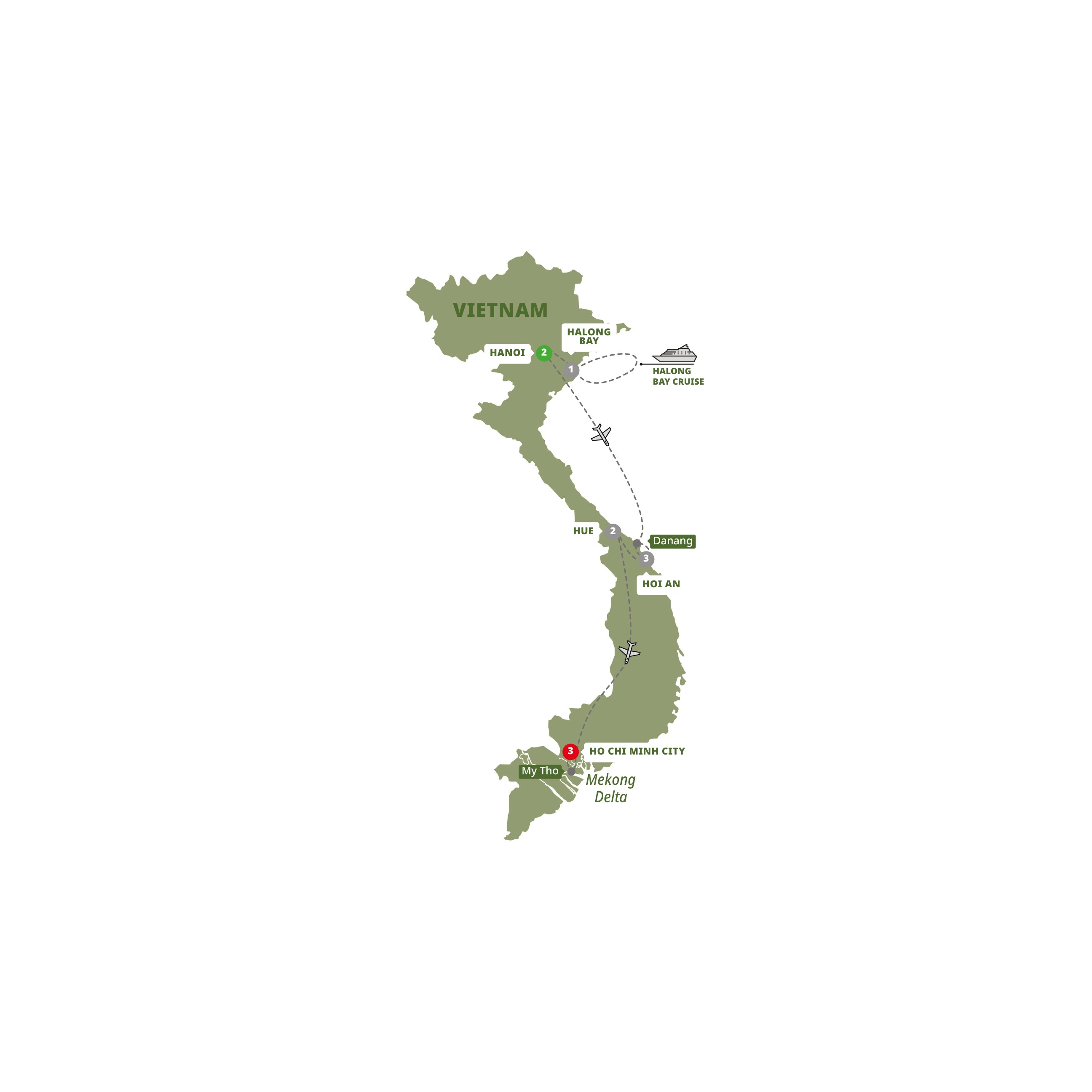 Highlights Vietnam Guided Tour Map