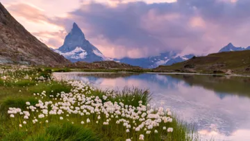 A scenic view of a Swiss landscape