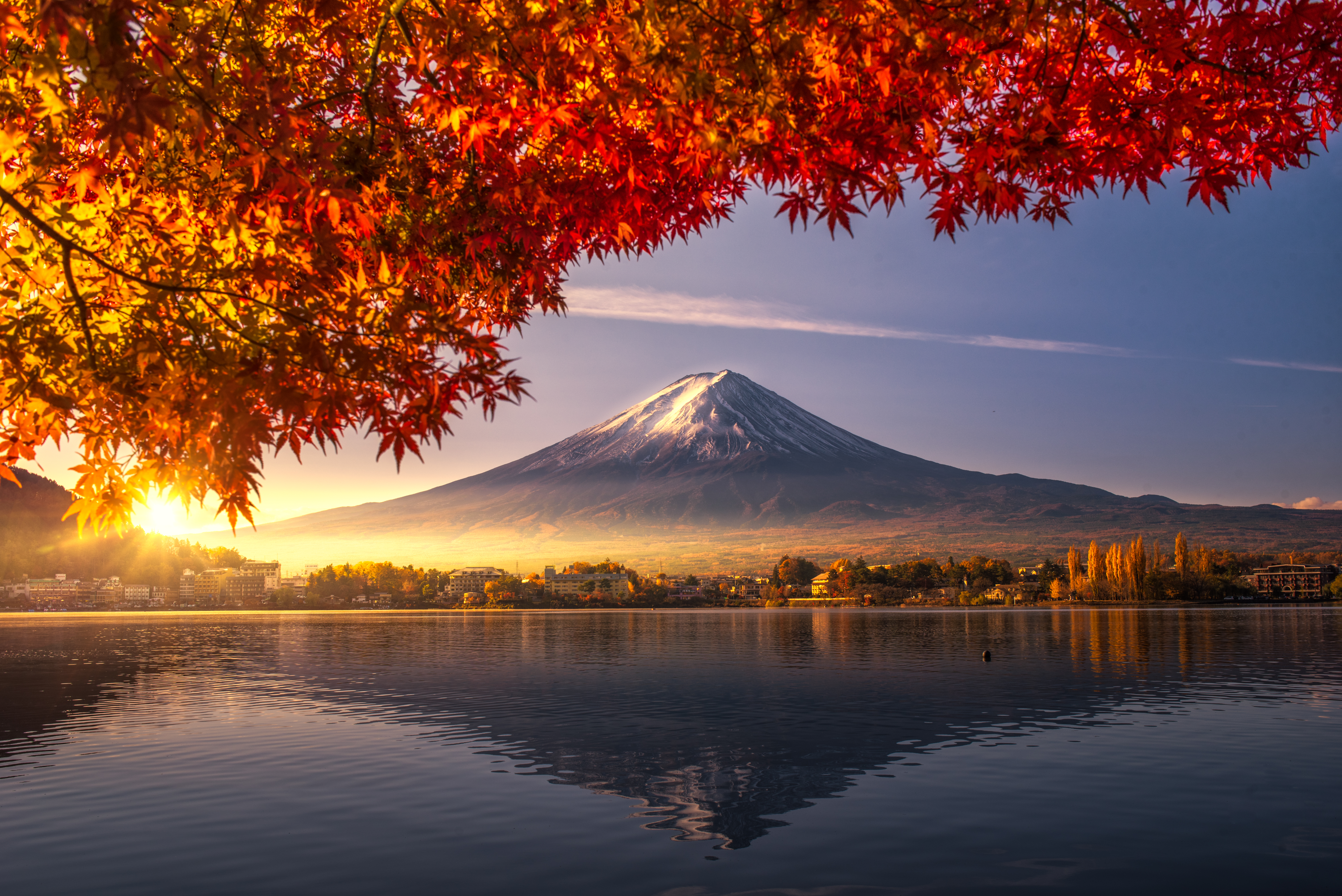 Colorful Autumn Season And Mountain Fuji With Morning Fog And Red Leaves At Lake Kawaguchiko Is One Of The Best Places In Japan 891848740