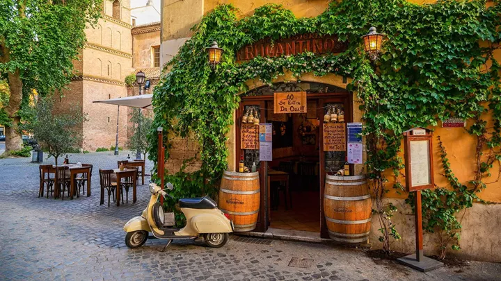 Bike and Shop in Rome, Italy